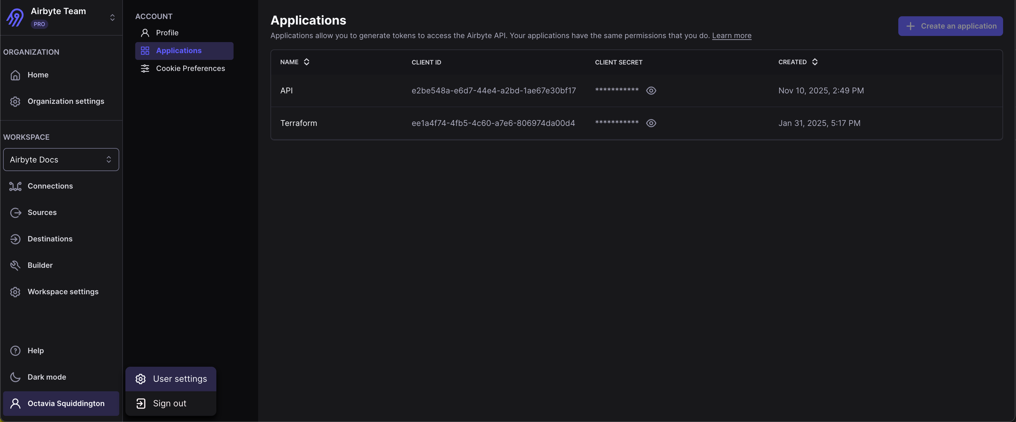 Create an Application